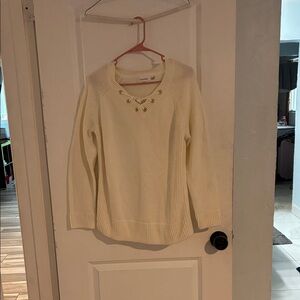 Calvin Klein Cream V-Neck Sweater